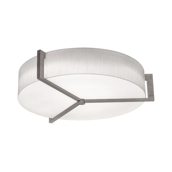 Afx Apex 27in. Medium Base Flush Mount, Weathered Grey Finish, Linen White Shade APF2432MBWG-LW - main